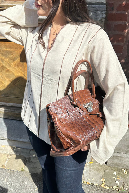 Linen Shorty Top - Latte