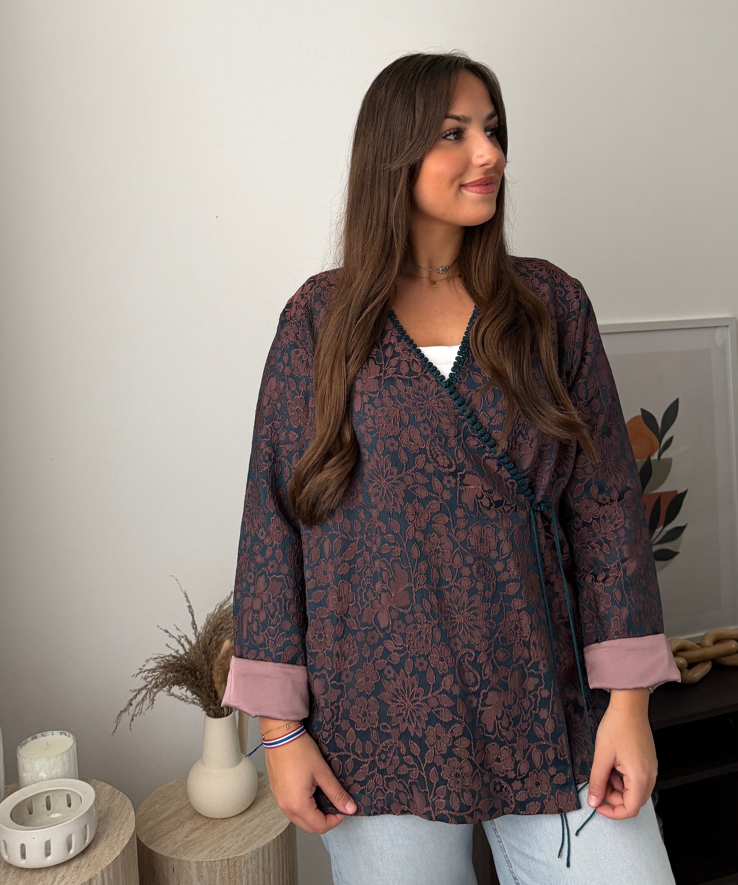 Kimono Shorty Croisée - MIDNIGHT BLOOM