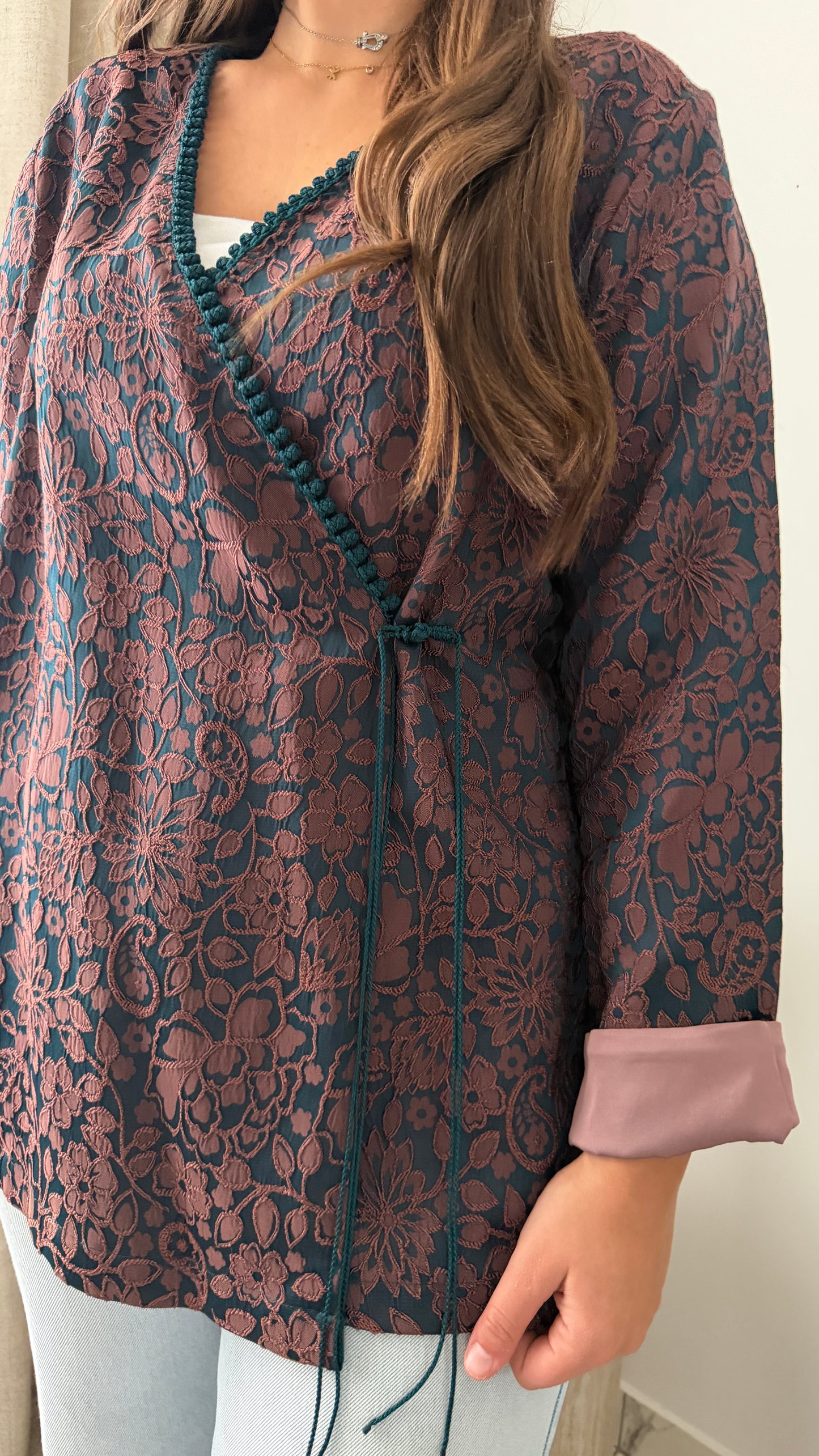 Kimono Shorty Croisée - MIDNIGHT BLOOM