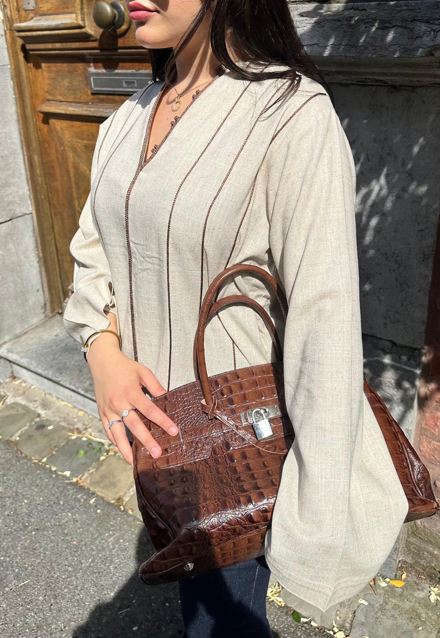 Linen Shorty Top - Latte