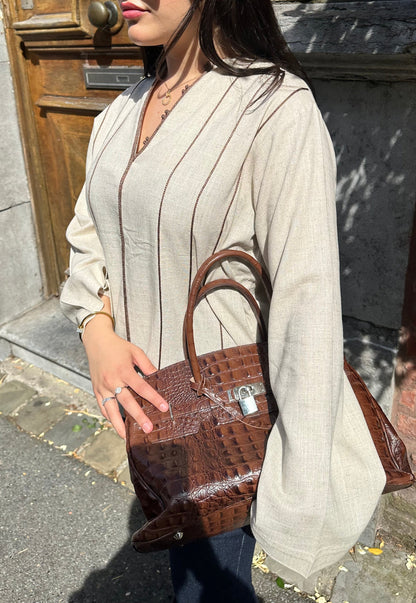 Linen Shorty Top - Latte