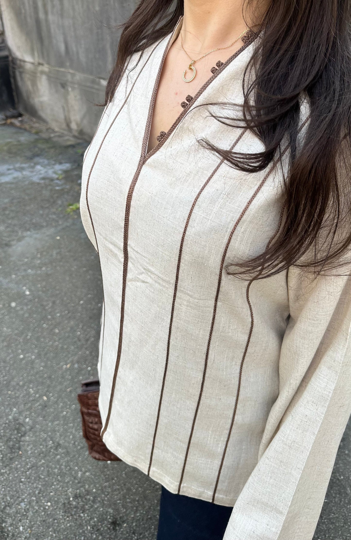 Linen Shorty Top - Latte