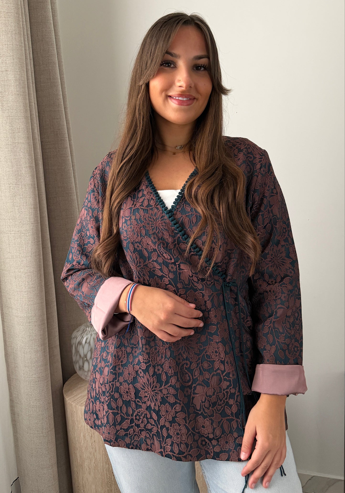 Kimono Shorty Croisée - MIDNIGHT BLOOM